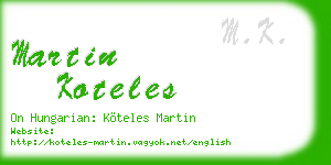 martin koteles business card