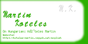 martin koteles business card